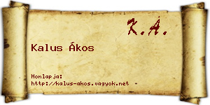 Kalus Ákos névjegykártya